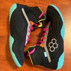 Vibrant Black and Teal Kids Sneakers